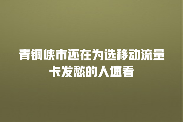 青铜峡市还在为选移动流量卡发愁的人速看