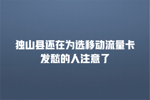 独山县还在为选移动流量卡发愁的人注意了