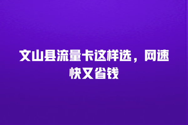 文山县流量卡这样选，网速快又省钱