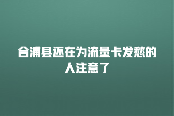 合浦县还在为流量卡发愁的人注意了
