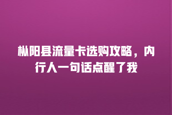 枞阳县流量卡选购攻略，内行人一句话点醒了我