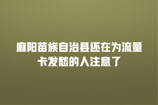 麻阳苗族自治县还在为流量卡发愁的人注意了