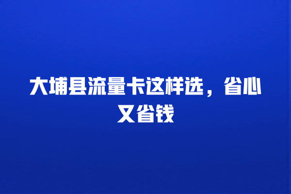 大埔县流量卡这样选，省心又省钱