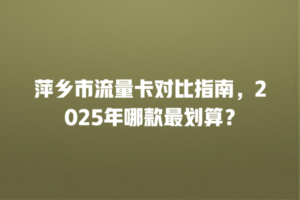 萍乡市流量卡对比指南，2025年哪款最划算？