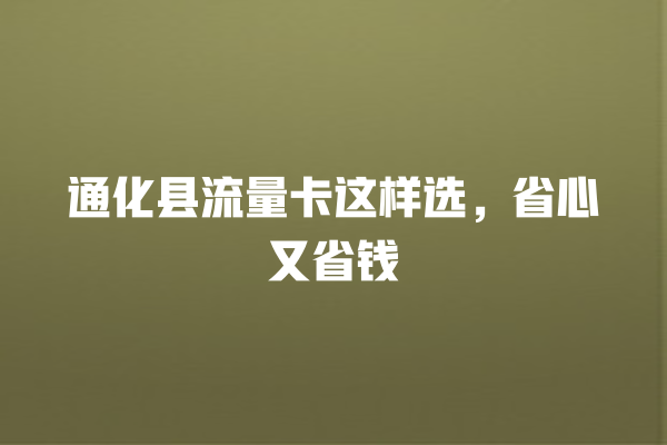 通化县流量卡这样选，省心又省钱