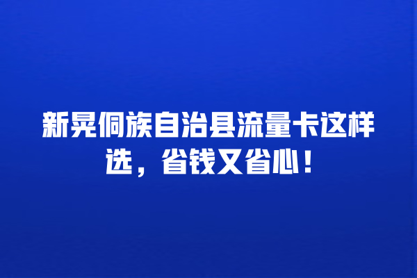 新晃侗族自治县流量卡这样选，省钱又省心！