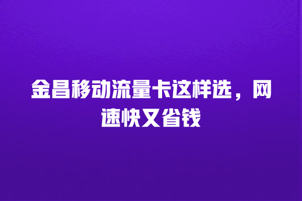 金昌移动流量卡这样选，网速快又省钱