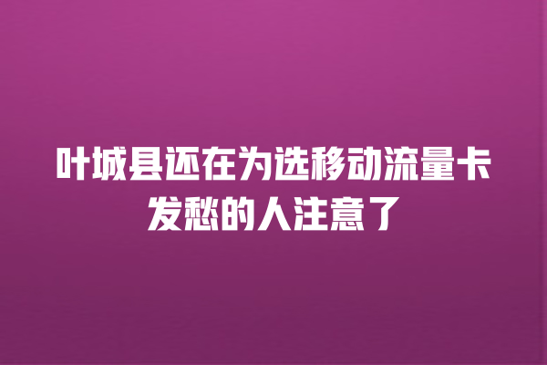 叶城县还在为选移动流量卡发愁的人注意了