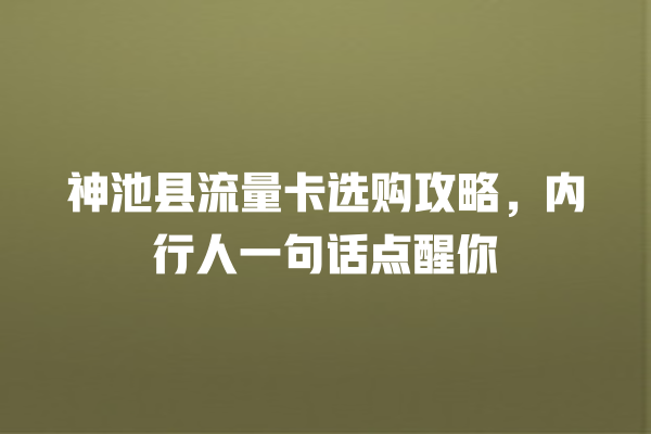 神池县流量卡选购攻略，内行人一句话点醒你