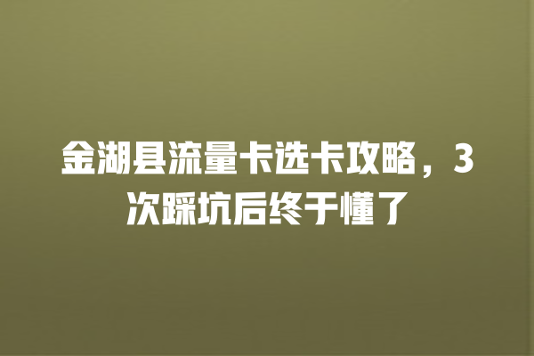 金湖县流量卡选卡攻略，3次踩坑后终于懂了