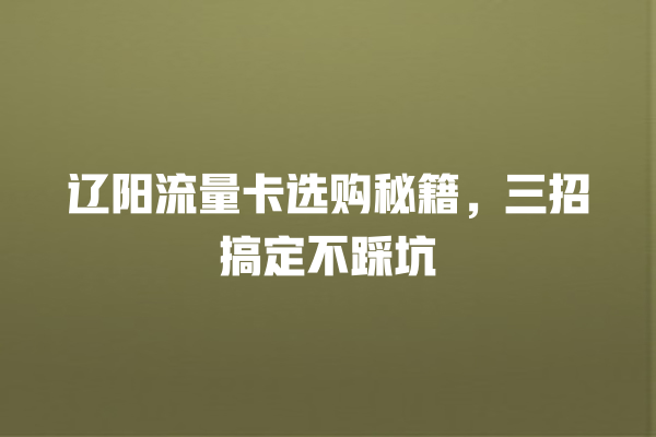 辽阳流量卡选购秘籍，三招搞定不踩坑