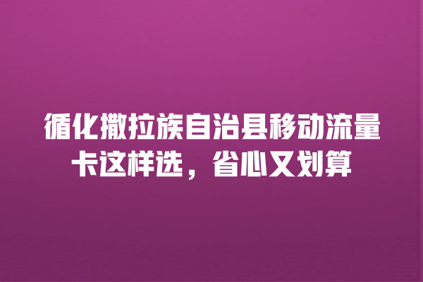 循化撒拉族自治县移动流量卡这样选，省心又划算