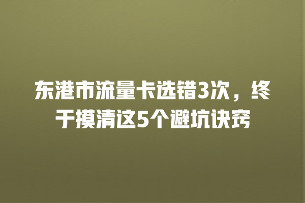 东港市流量卡选错3次，终于摸清这5个避坑诀窍