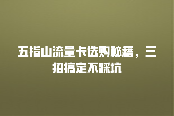 五指山流量卡选购秘籍，三招搞定不踩坑
