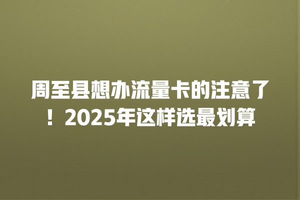 周至县想办流量卡的注意了！2025年这样选最划算
