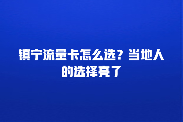 镇宁流量卡怎么选？当地人的选择亮了