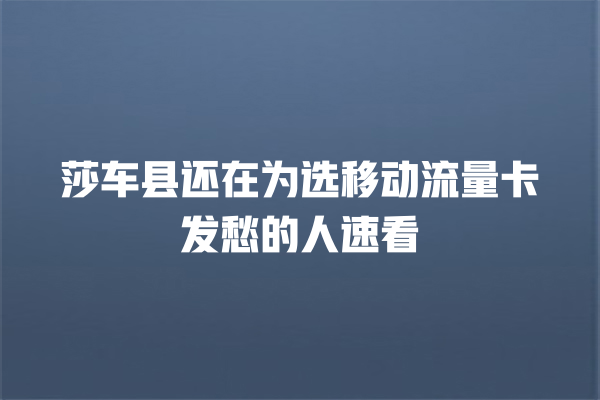 莎车县还在为选移动流量卡发愁的人速看