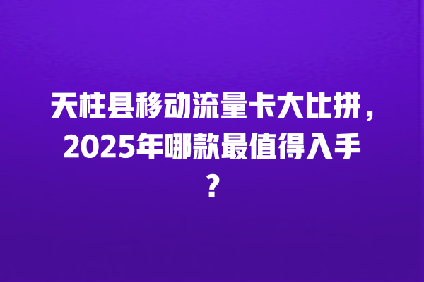 天柱县移动流量卡大比拼，2025年哪款最值得入手？