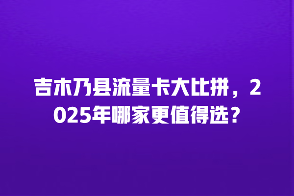 吉木乃县流量卡大比拼，2025年哪家更值得选？