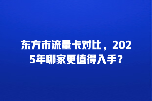 东方市流量卡对比，2025年哪家更值得入手？