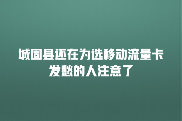 城固县还在为选移动流量卡发愁的人注意了