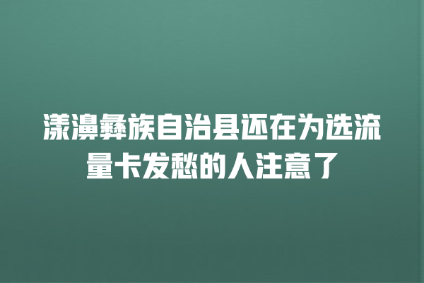 漾濞彝族自治县还在为选流量卡发愁的人注意了