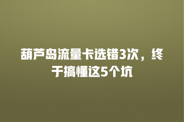 葫芦岛流量卡选错3次，终于搞懂这5个坑