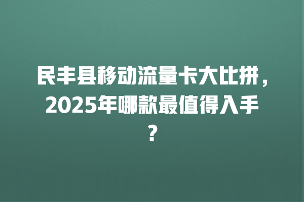 民丰县移动流量卡大比拼，2025年哪款最值得入手？