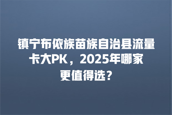 镇宁布依族苗族自治县流量卡大PK，2025年哪家更值得选？