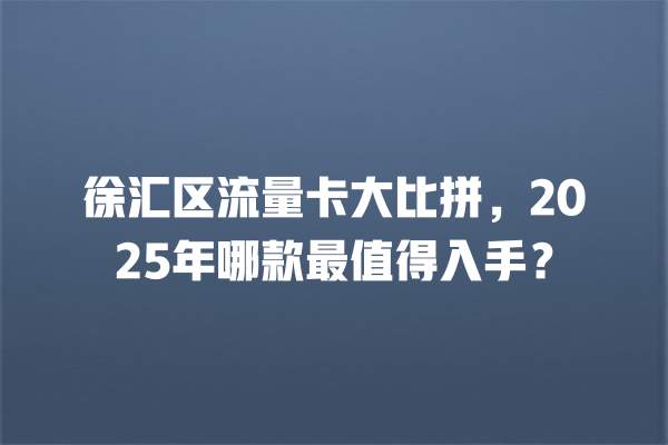 徐汇区流量卡大比拼，2025年哪款最值得入手？