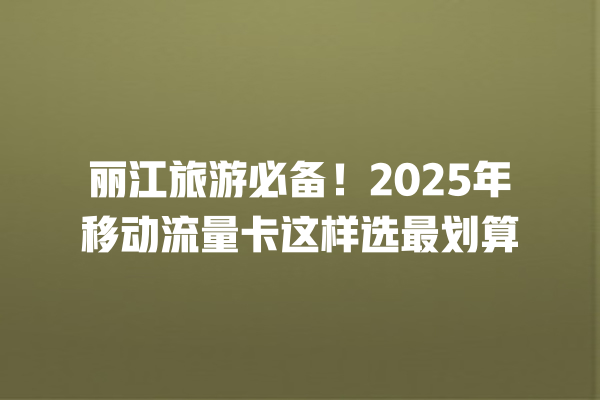 丽江旅游必备！2025年移动流量卡这样选最划算