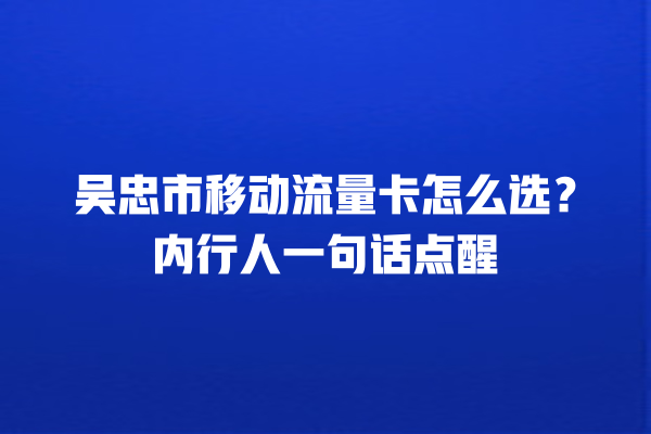 吴忠市移动流量卡怎么选？内行人一句话点醒
