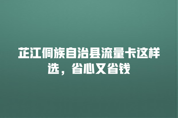 芷江侗族自治县流量卡这样选，省心又省钱