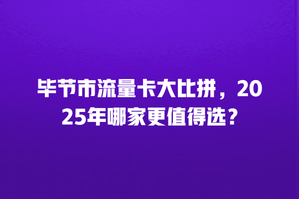 毕节市流量卡大比拼，2025年哪家更值得选？