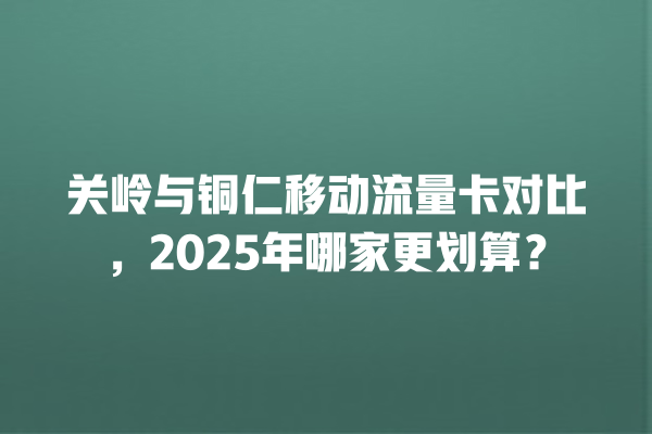 关岭与铜仁移动流量卡对比，2025年哪家更划算？