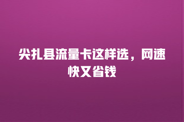 尖扎县流量卡这样选，网速快又省钱