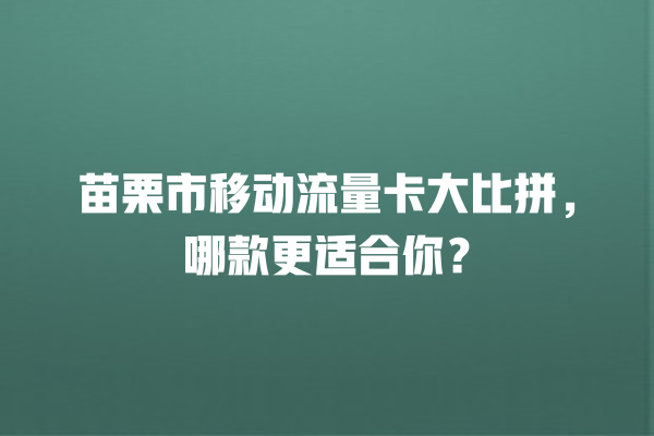苗栗市移动流量卡大比拼，哪款更适合你？