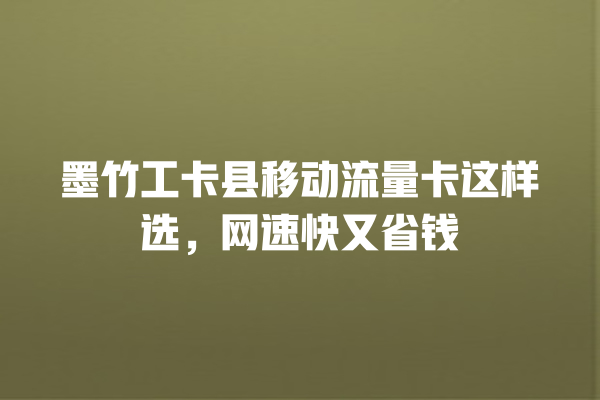 墨竹工卡县移动流量卡这样选，网速快又省钱