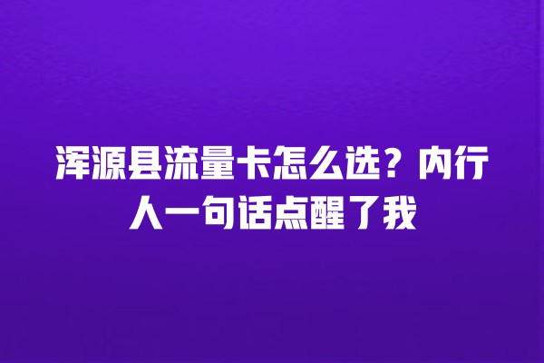 浑源县流量卡怎么选？内行人一句话点醒了我