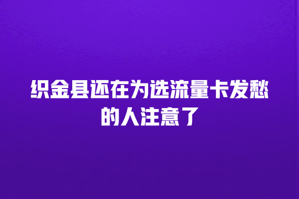 织金县还在为选流量卡发愁的人注意了