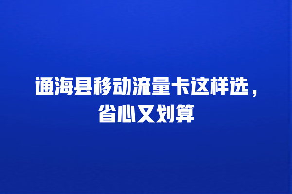 通海县移动流量卡这样选，省心又划算
