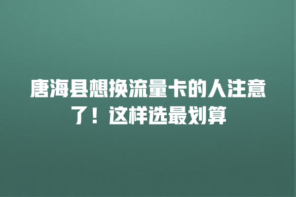 唐海县想换流量卡的人注意了！这样选最划算