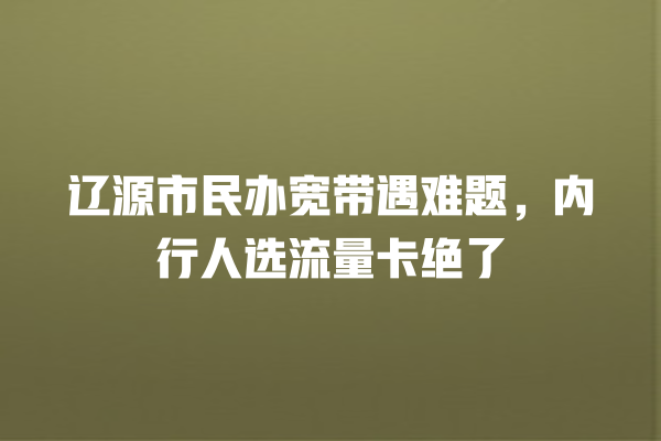 辽源市民办宽带遇难题，内行人选流量卡绝了