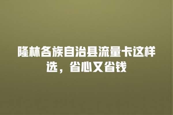 隆林各族自治县流量卡这样选，省心又省钱