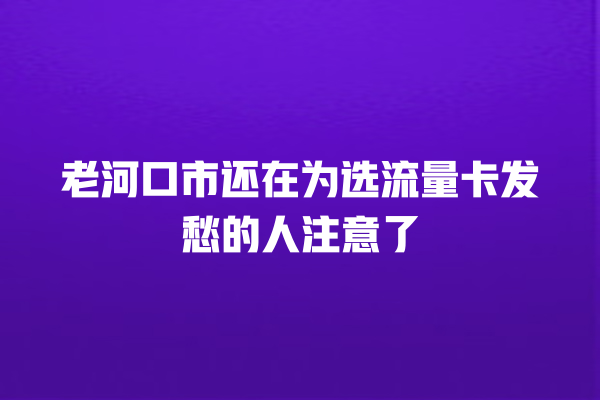 老河口市还在为选流量卡发愁的人注意了