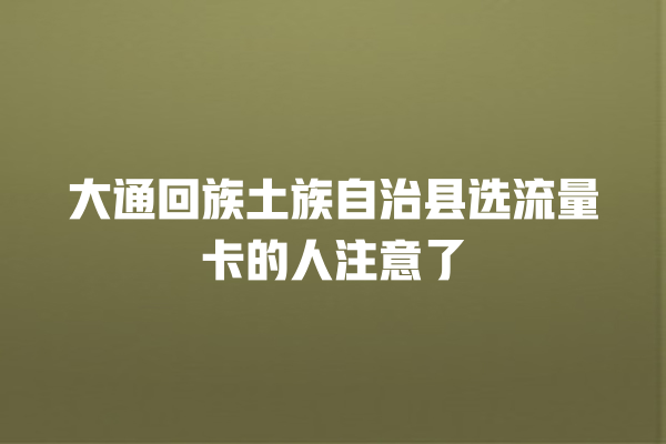 大通回族土族自治县选流量卡的人注意了
