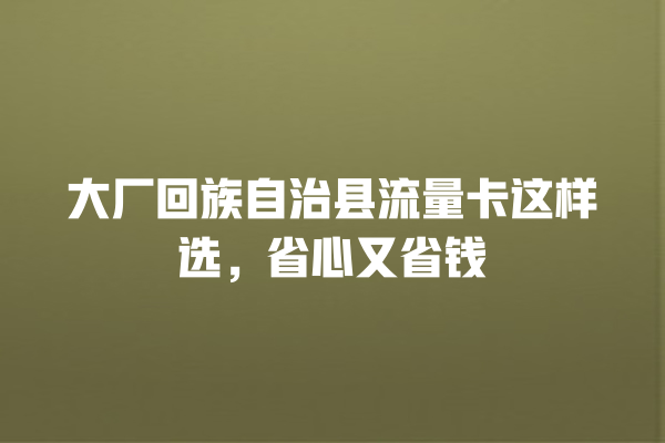 大厂回族自治县流量卡这样选，省心又省钱