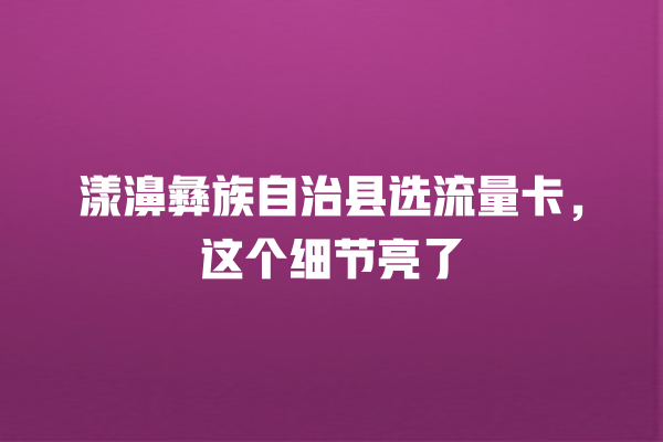 漾濞彝族自治县选流量卡，这个细节亮了