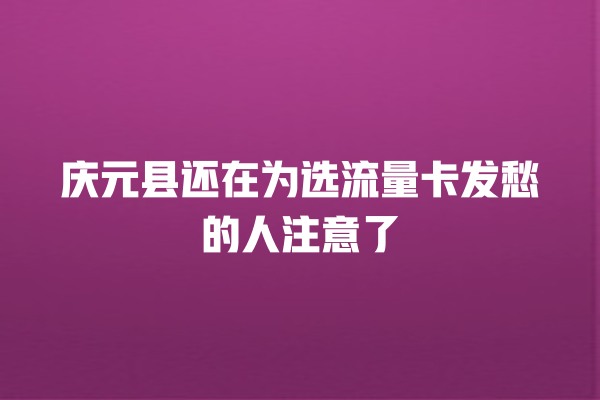 庆元县还在为选流量卡发愁的人注意了