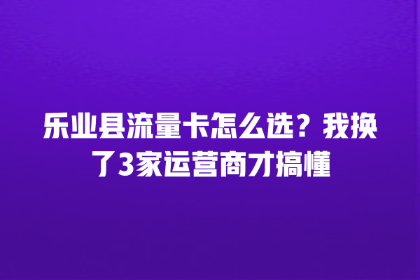 乐业县流量卡怎么选？我换了3家运营商才搞懂